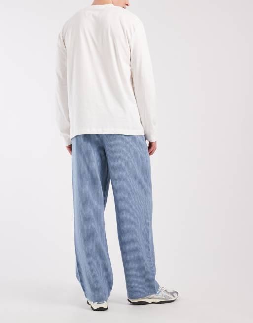 ASOS DESIGN lösa byxor i blått och vitt pinstripe - MULTI, 3 av 5
