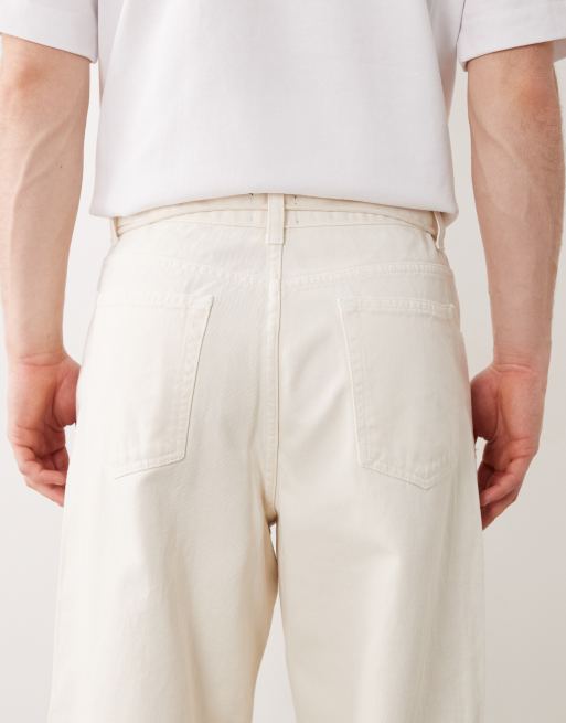 ASOS DESIGN lösa byxor i naturvit med skärp - CREAM, 4 av 5