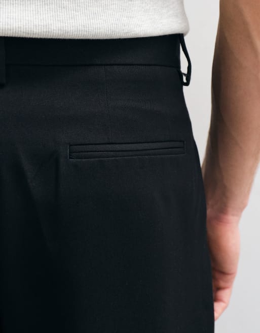 ASOS DESIGN lösa byxor med vida ben, pressveck fram och skräddad passform i svart, 2 av 5