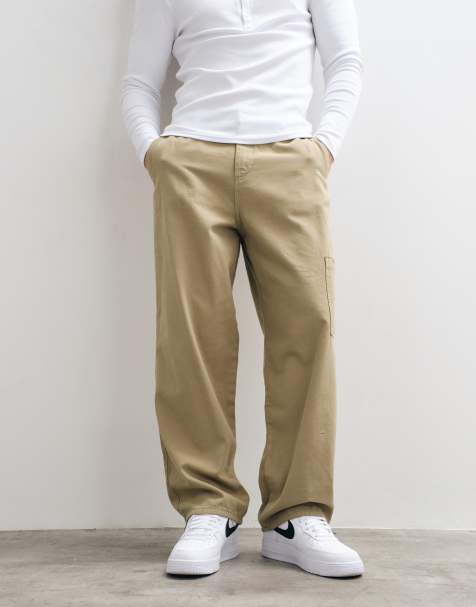 ASOS DESIGN lösa cargobyxor i beige med elastisk midja - view 1