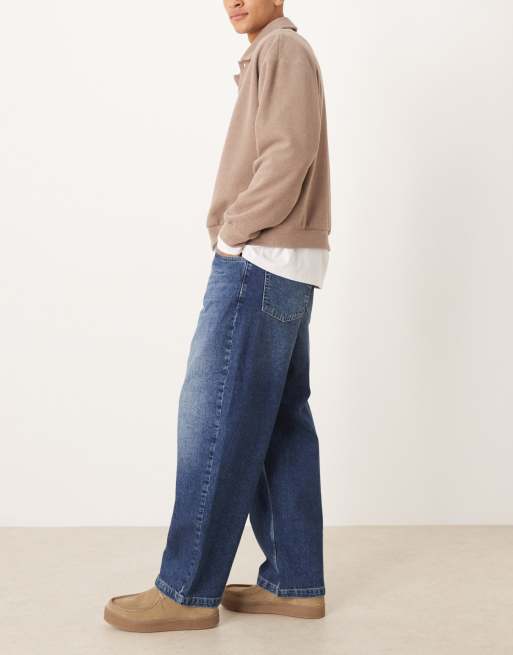 ASOS DESIGN lösa jeans i mörkblå overdye, 3 av 5
