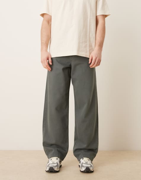 ASOS DESIGN lösa twillbyxor i charcoal - charcoal - view 1