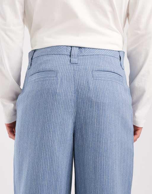 ASOS DESIGN losse broek met blauw-witte krijtstreep - MULTI, 4 van 5