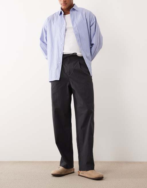 ASOS DESIGN losse broek met elastische taille en plooi in zwart, 3 van 6