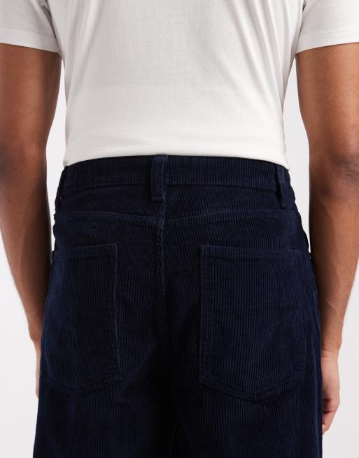 ASOS DESIGN - Losse broek van corduroy in marineblauw