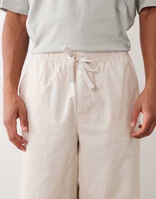 ASOS DESIGN - Losse broek van linnenmix in stone, 2 van 5