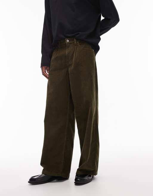 ASOS DESIGN - Losse corduroy broek in kaki, 2 van 5