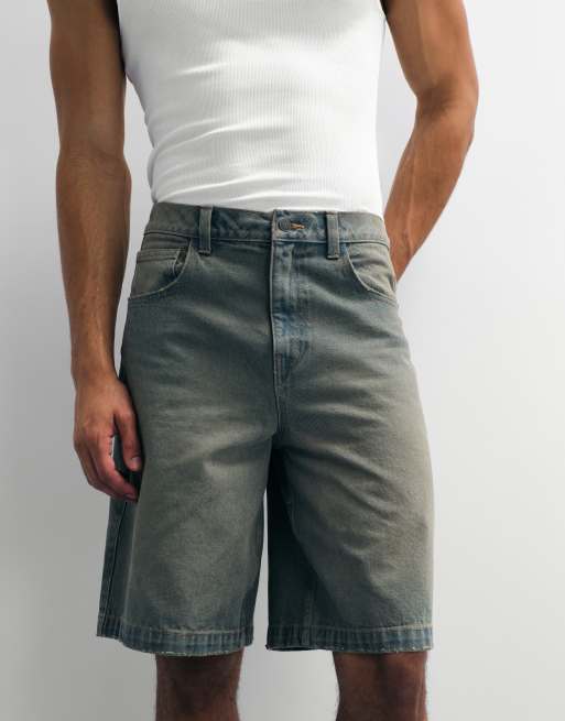 ASOS DESIGN - Losse denim jort in blauw met donkere wassing , 4 van 7