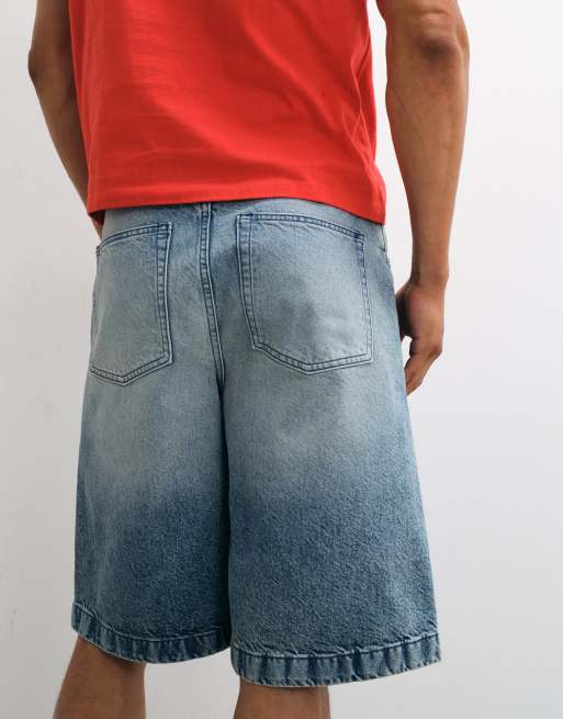 ASOS DESIGN - Losse denim jort in blauw met lichte wassing en tint , 4 van 5