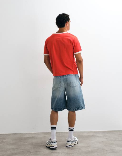 ASOS DESIGN - Losse denim jort in blauw met lichte wassing en tint , 5 van 5