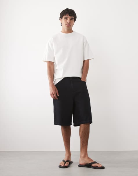ASOS DESIGN - Losse denim jort in blauw met visgraatmotief - view 1