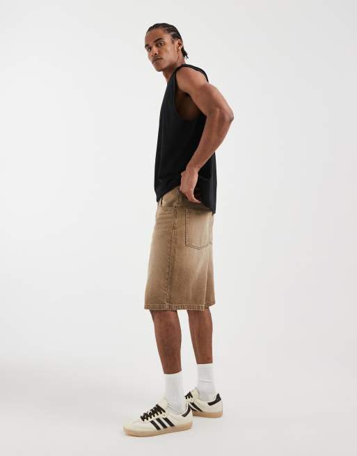 ASOS DESIGN - Losse denim jort in bruin , 2 van 5