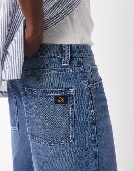 ASOS DESIGN - Losse denim jort met strikceintuur in blauw met lichte wassing , 5 van 5