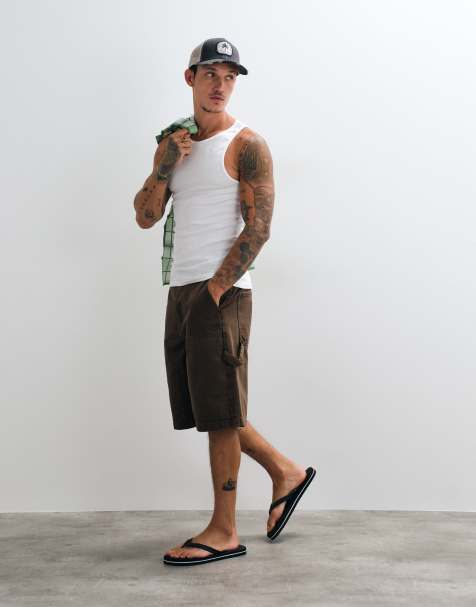ASOS DESIGN - Losse denim timmermansjort in bruin met wassing - view 1