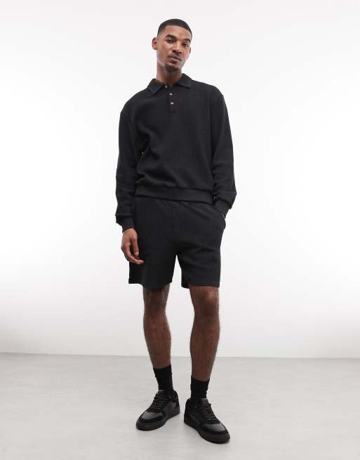 ASOS DESIGN - Losse geribbelde jersey short in zwart, 2 van 5