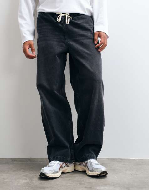 ASOS DESIGN losse jeans in zwart met strikceintuur - view 1