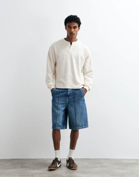 ASOS DESIGN losse jorts in lichte wassing blauw met pintuck - view 1