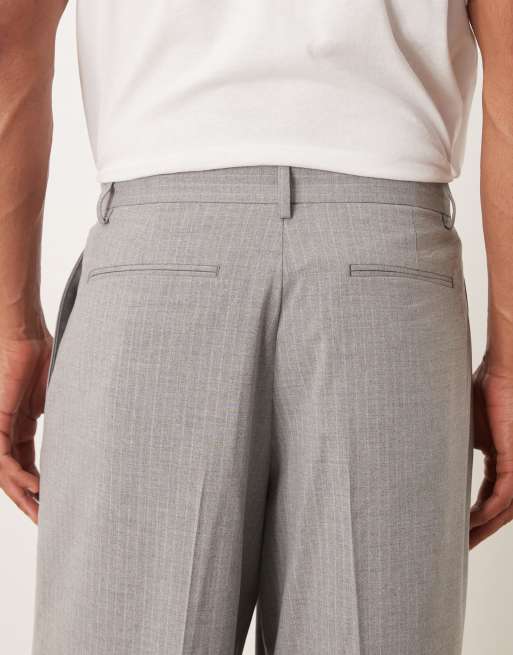 ASOS DESIGN - Losse pantalon in grijze krijtstreep, 4 van 5