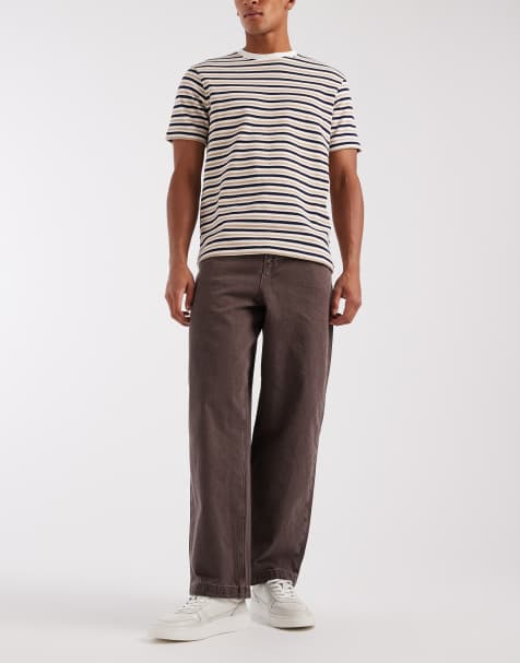 ASOS DESIGN - Losse rechte jeans in bruin met wassing - view 1