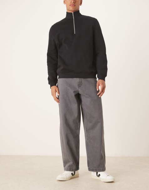 ASOS DESIGN - Losse rechte jeans in grijs met wassing - view 1