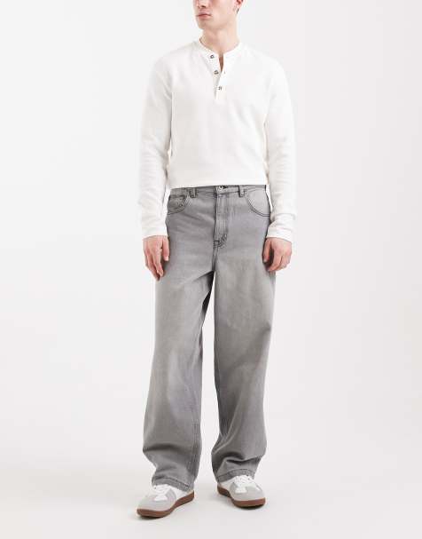 ASOS DESIGN - Losse rechte jeans in grijs met wassing - view 1