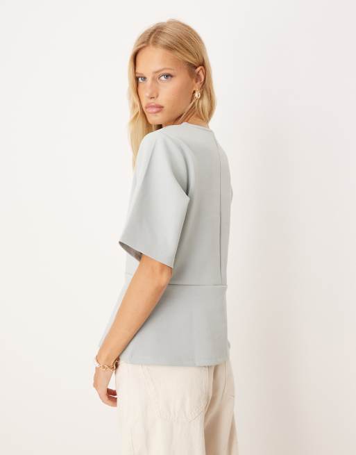 ASOS DESIGN - Losse rechte top met peplum in grijs, deel van co-ord set, 4 van 4