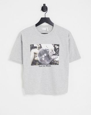 ASOS DESIGN lost in music photographic t-shirt in grey marl - ASOS Price Checker
