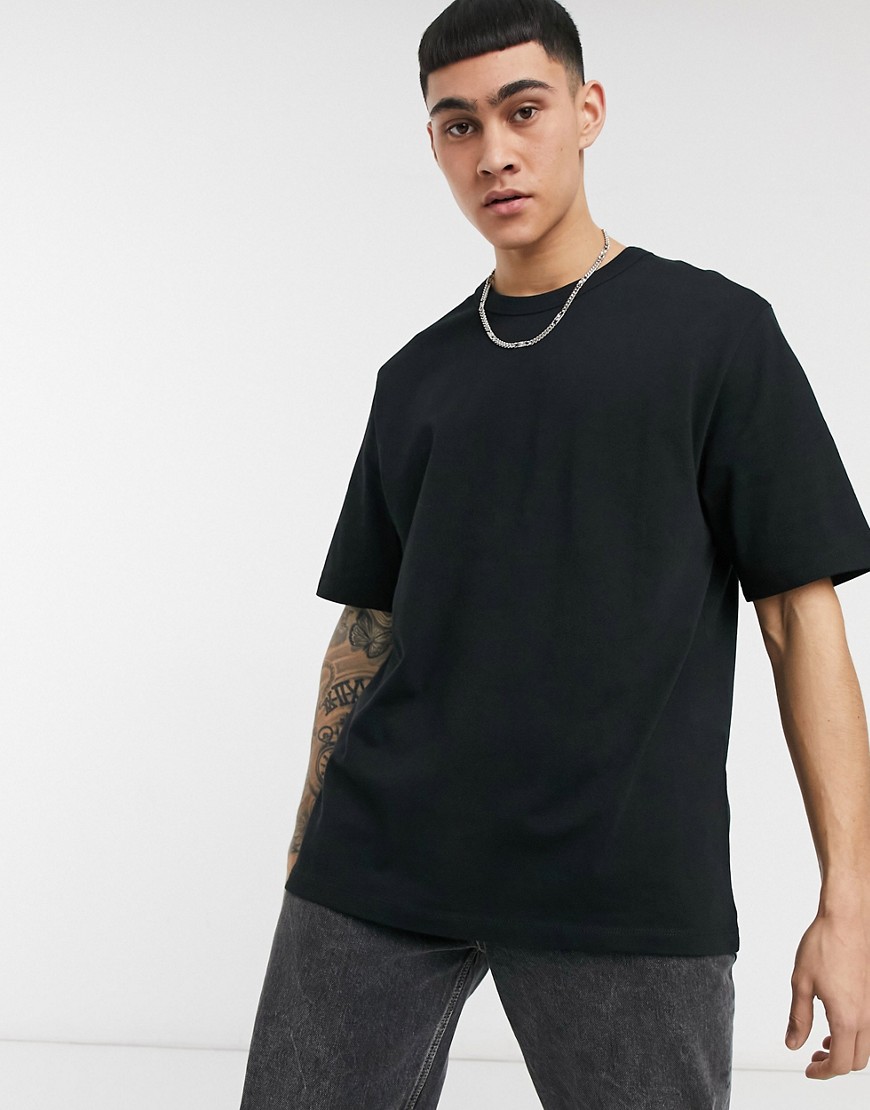 ASOS DESIGN - Losvallend T-shirt van dikke stof in zwart