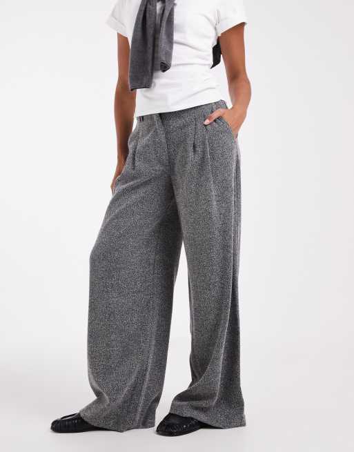 ASOS DESIGN losvallende broek in wollook in salt and pepper, 3 van 5