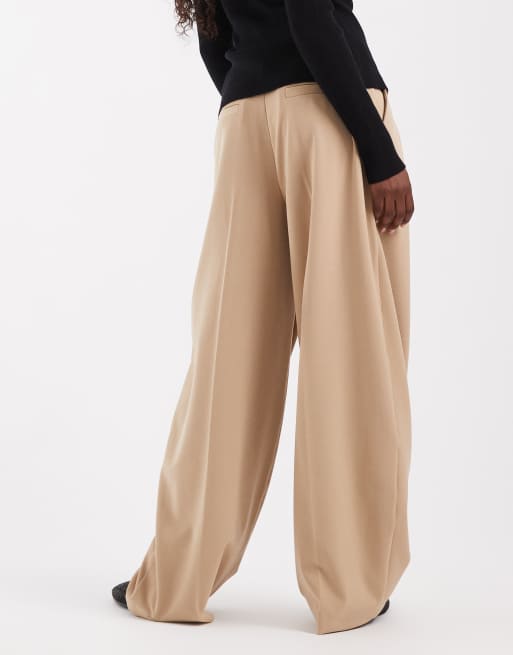 ASOS DESIGN losvallende broek met lage taille in zandkleur, 3 van 5