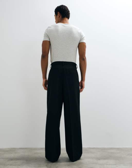 ASOS DESIGN losvallende broek met rechte pijpen en gespceintuur in zwart, 2 van 5