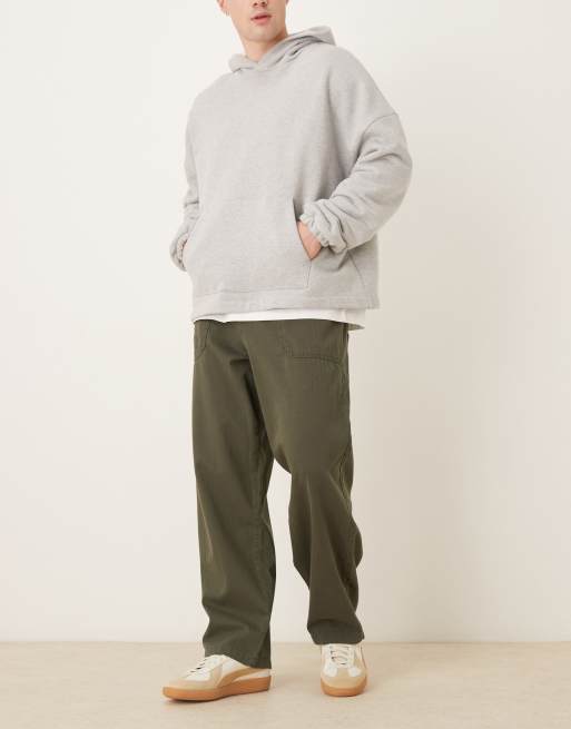 ASOS DESIGN - Losvallende broek met rechte pijpen in groen visgraat, 2 van 5