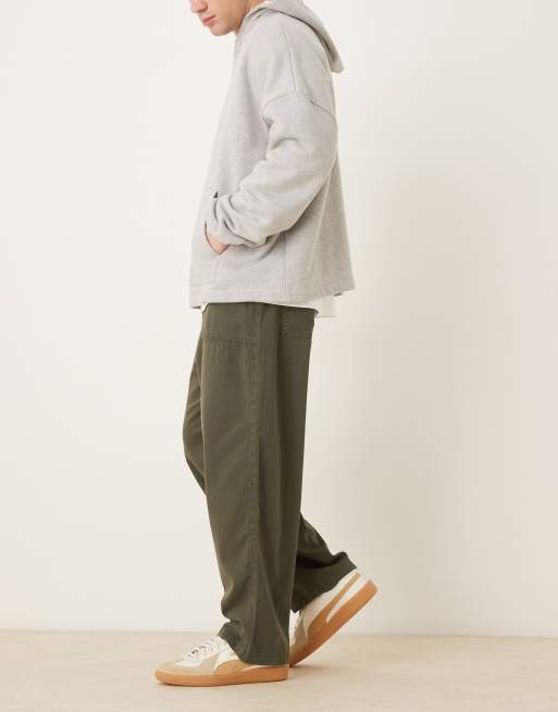 ASOS DESIGN - Losvallende broek met rechte pijpen in groen visgraat, 3 van 5