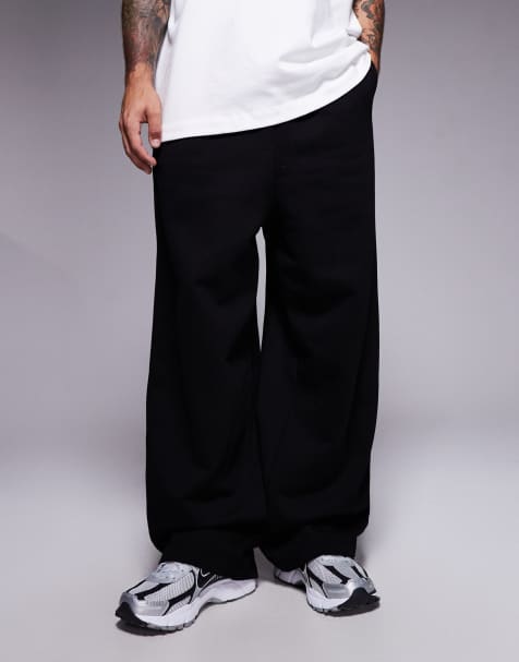 ASOS DESIGN - Losvallende joggingbroek van 400gsm zware stof in zwart - view 1
