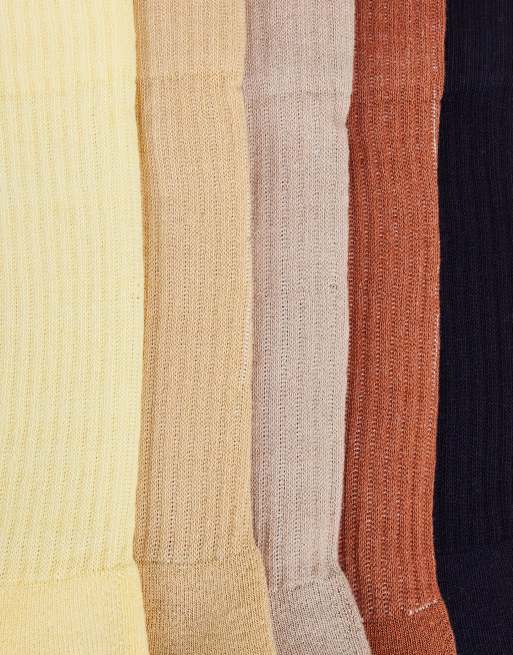 ASOS DESIGN - Lot 5 paires de chaussettes de sport côtelées - Tons neutres, 3 de 4