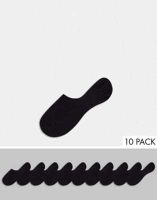 Homme Lot de 10 paires de socquettes invisibles - Noir - Économie