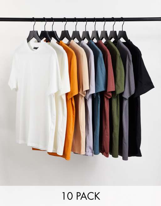 ASOS DESIGN - Lot de 10 t-shirts ras de cou en coton - Multicolore - MULTI