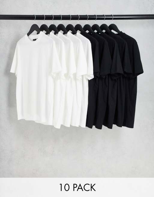 ASOS DESIGN - Lot de 10 t-shirts ras de cou en coton - Multicolore