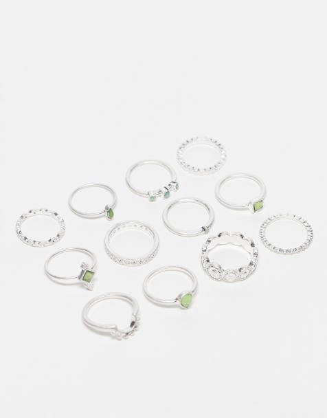 ASOS DESIGN - Lot de 12 bagues effet usé - Argenté - view 1