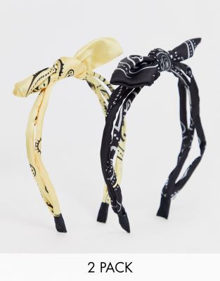 Jaune Noir DesignLot Bandeaux Nœud Avec 2 À Imprimé Bandana Et De Asos XZikuOP