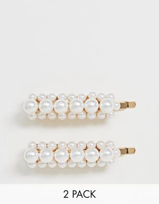 Asos 2 Avec Oversize DesignLot Barrettes De Perles wknO8NPX0
