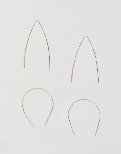 ASOS DESIGN - Lot de 2 boucles d'oreilles traversantes - Doré
