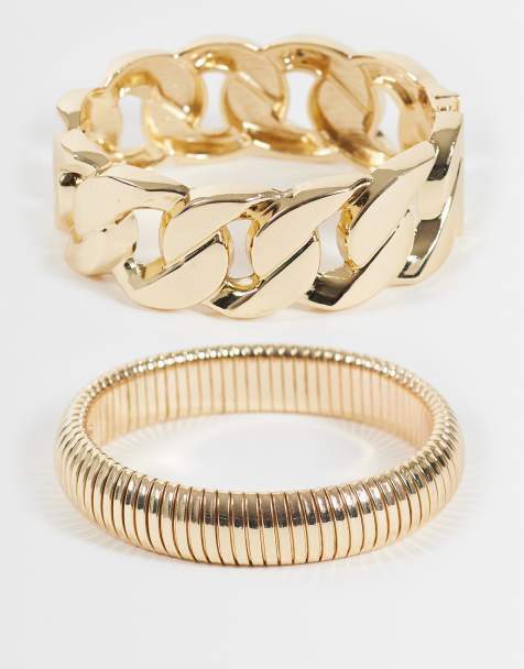 ASOS DESIGN lot de 2 bracelets avec détail chaîne, ton doré - view 1