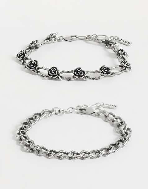 ASOS DESIGN lot de 2 bracelets rose et chaîne à gros maillons argenté - view 1