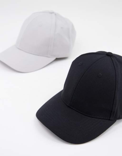 ASOS DESIGN - Lot de 2 casquettes de baseball - Noir et gris - ÉCONOMIE, 3 de 4