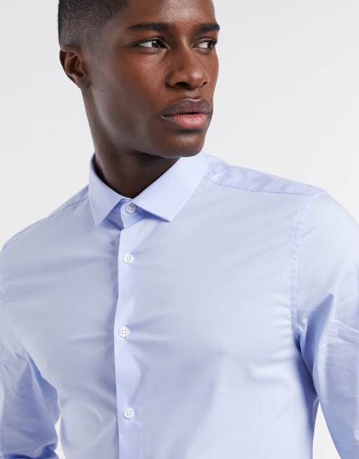 ASOS DESIGN - Lot de 2 chemises de travail coupe slim - Blanc et bleu - Économie, 2 de 4