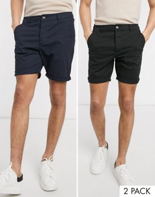 Shorts chino Lot de 2 shorts chino ajustés - Noir et bleu marine - Économie