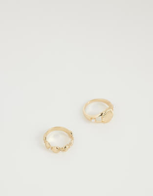 ASOS DESIGN - Lot de 2 bagues à petits motifs coquillages - Doré