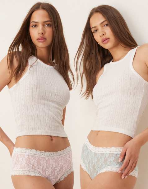 ASOS DESIGN - Lot de 2 boxers en dentelle - Lilas et bleu pastel - view 1