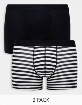 ASOS DESIGN 2 pack jersey trunks in black stripe - ASOS Price Checker